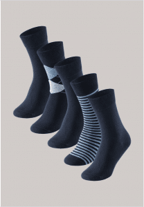 Herrensocken 5er-Pack stay fresh gemustert nachtblau - Bluebird