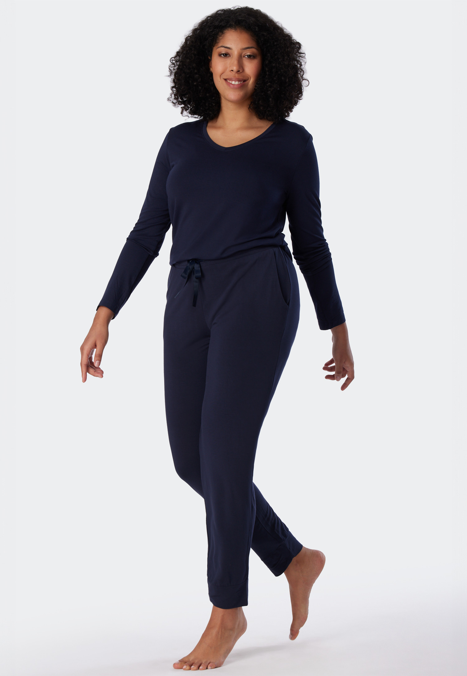 Schiesser Pigiama Donna, Pantaloni Lunghi Con Polsini, In Cotone Elasticizzato – Comodi E Morbidi, Taglia M