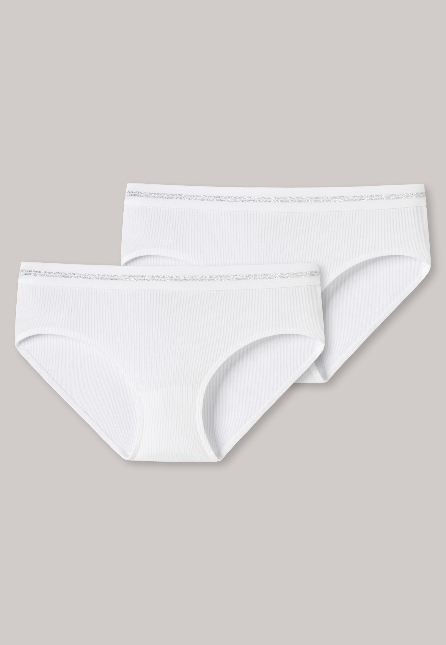 2pack white, double rib panties Long Life Cotton SCHIESSER