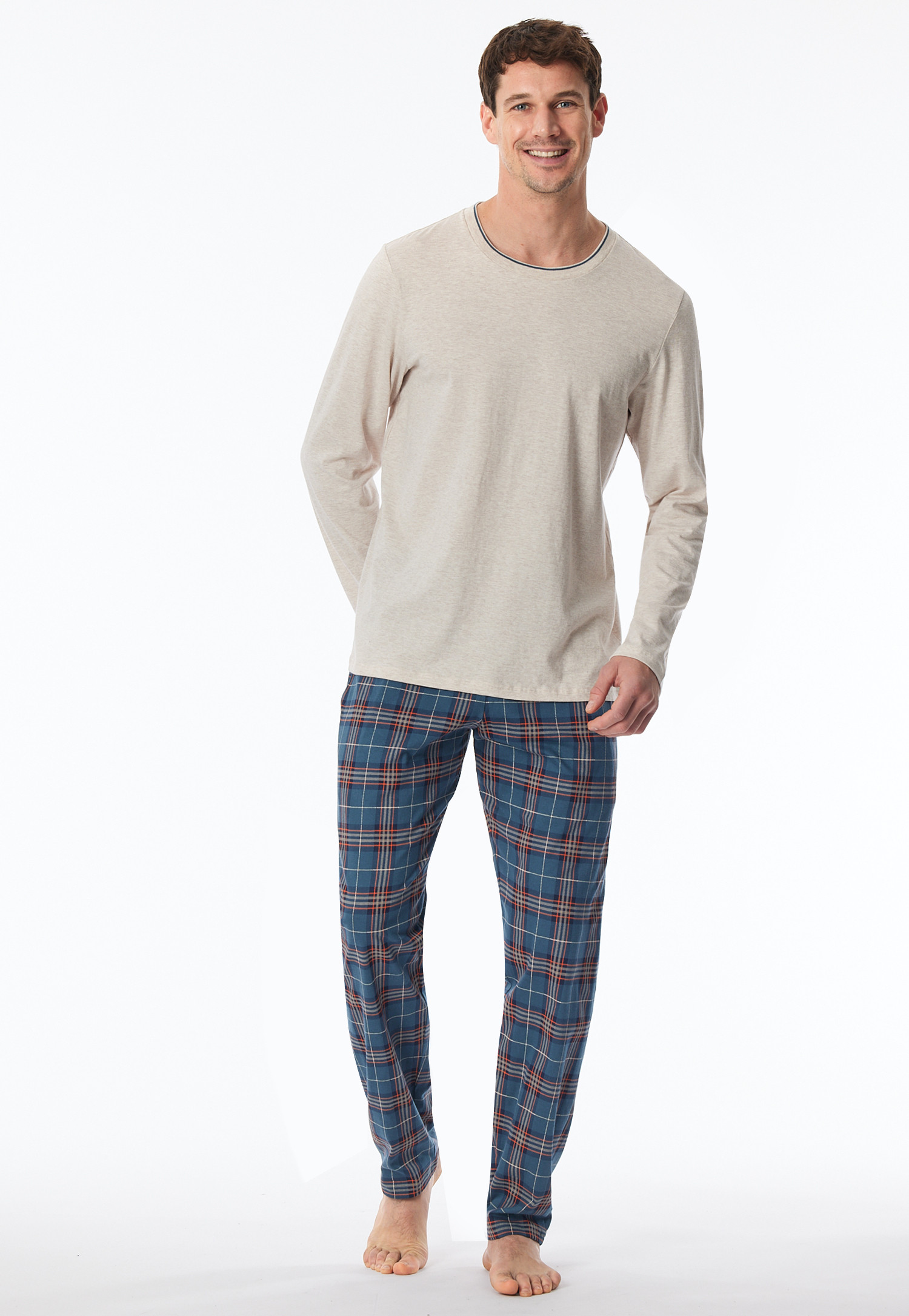 Schiesser Mix & Relax | Top Pigiama Uomo Con Maniche Lunghe | Comodo, Morbido, Per Notti Rilassanti