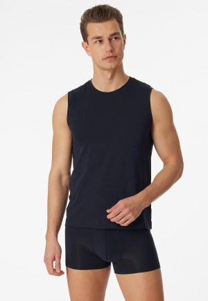 Canotta dal taglio alla moda, nero bluasto - Long Life Soft