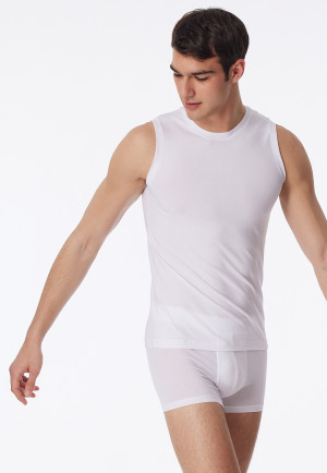 Canotta dal taglio alla moda, bianca - Long Life Soft