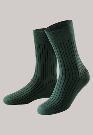 Chaussettes pour homme en coton mercerisé côtelé vert foncé - selected! premium