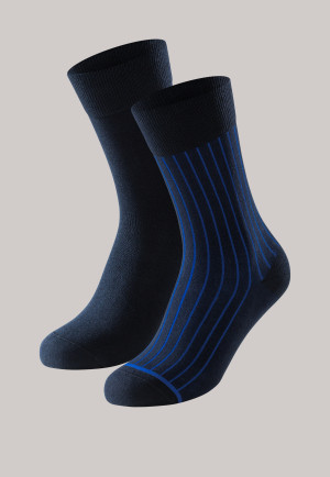 Confezione da 2 calzini da uomo in cotone Pima a coste blu notte / blu reale - Long Life Cool