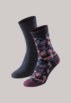 Confezione da 2 calzini da donna fiori multicolori - Long Life Cool