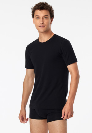 Short-sleeve shirts, 2-pack, round neck, black - 95/5