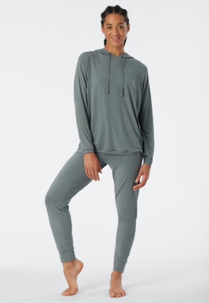 Felpa con cappuccio a maniche lunghe oversize in viscosa, giada - Mix+Relax