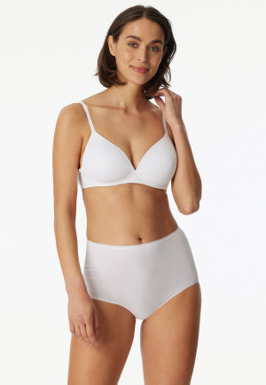 Reggiseno morbido in cotone biologico con conchiglia, bianco - 95/5