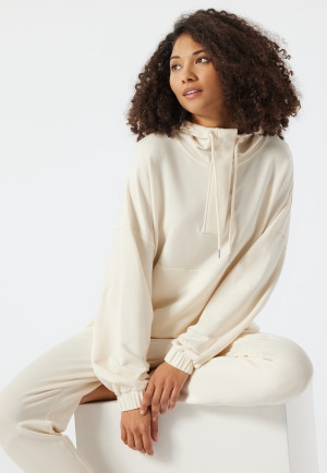 Sweat à capuche manches longues Lyocell Capuche oversize crème - Mix+Relax Lounge