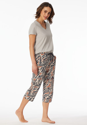 Pantaloni a 3/4 in grigio mélange fantasia - Mix+ Relax