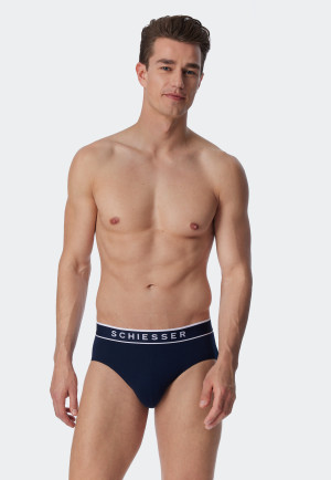 Slip rio, confezione da 3 pezzi, elastico in vita in tessuto tramato blu scuro - 95/5