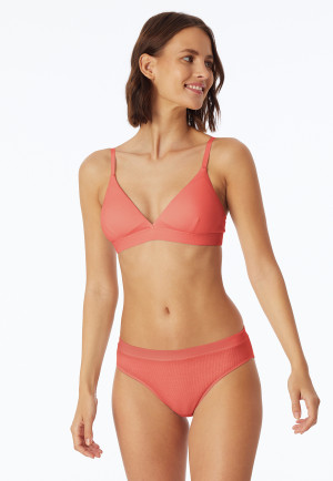 Soft bra double rib removable pads peach - Pure Rib