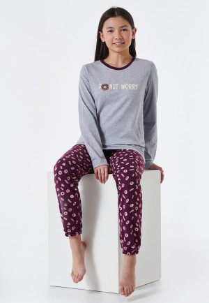 Schlafanzug lang Organic Cotton Donuts grau-meliert - Teens Nightwear