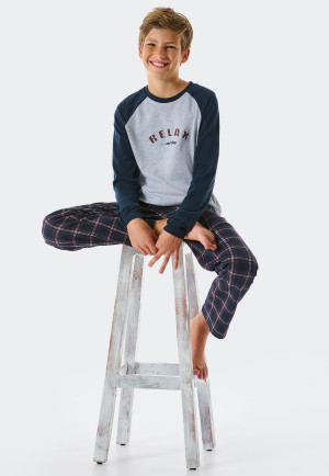 Pyjama lang interlock biologisch katoen grijs-gemêleerd - Teens Nightwear