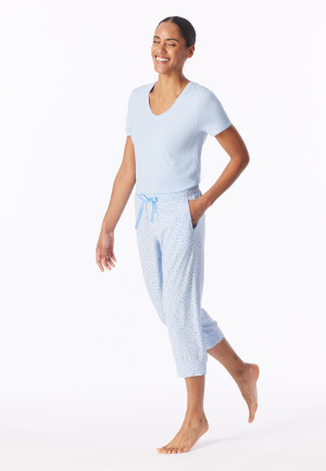 3/4-long floral leopard lounge pants light blue - Mix+Relax