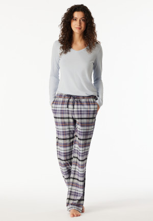 Pantaloni lunghi in flanella di cotone organico a quadri multicolore - Mix+Relax Organic Cotton