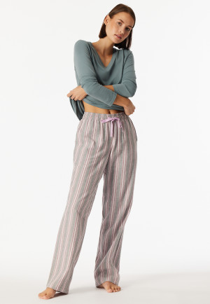 Pantaloni lunghi in flanella di cotone organico a strisce multicolore - Mix+Relax