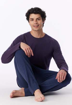 Lange pyjama in auberginekleur met patroon - Casual Essentials