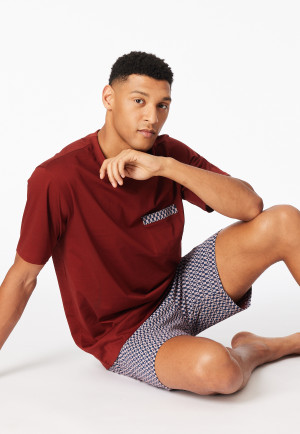 Short pyjamas patterned red - Comfort Nightwear