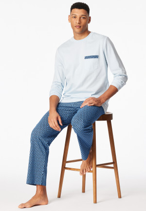 Schlafanzug lang hellblau - Comfort Nightwear