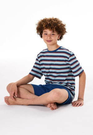 Short pyjamas stripes turquoise - Nightwear
