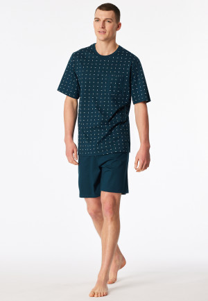 Pigiama corto tasca sul petto in fantasia petrolio - Comfort Essentials