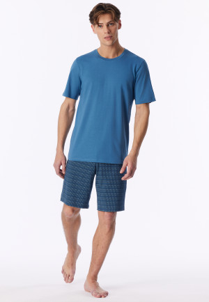 Schlafanzug kurz aqua gemustert - Casual Essentials
