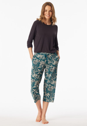 Loungehose 3/4-lang Modal Palmen grün - Mix+Relax