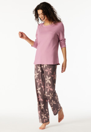 Schlafanzug lang Blumen rosenholz - Comfort Nightwear