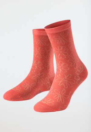 Chaussettes femme imprimé floral corail - Selected Premium