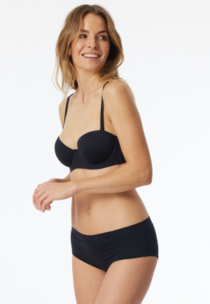Bandeau bra with high support cup black - Unique Micro