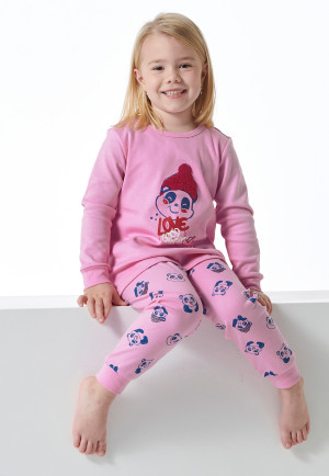 Schlafanzug lang Organic Cotton Bündchen Panda rosé - Girls World