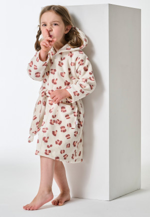 Bathrobe velour animal print off-white - Kids Nightwear