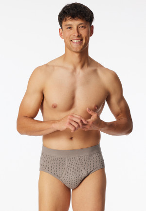 Sports briefs with fly clay red patterned - Fine Interlock