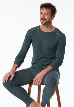 Maglietta manica lunga blu screziata - Comfort Fit