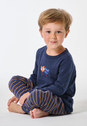 Pyjamas long pyjamas striping stripes curry - Kids Nightwear