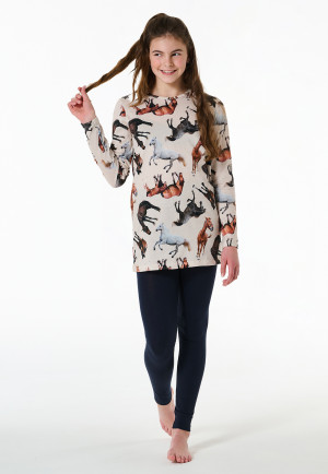 Pyjama lange Organic Cotton leggings paarden off-white - Horse World