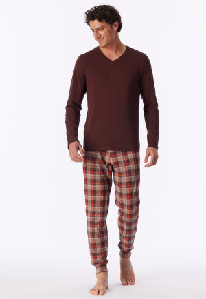 Schlafanzug lang Bündchen praline - Casual Essentials