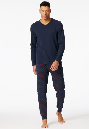 Pyjamas long pyjamas with burgundy cuffs - Casual Essentials