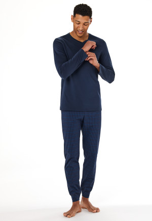 Lange pyjama met manchetten, deep sea blue - Casual Essentials