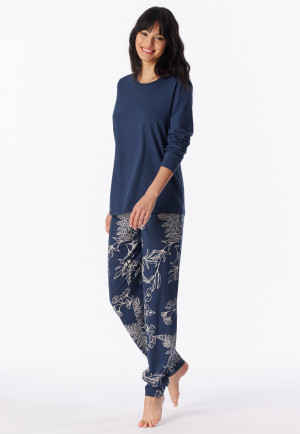 Pigiama lungo con polsini, fantasia ammiral - Comfort Essentials