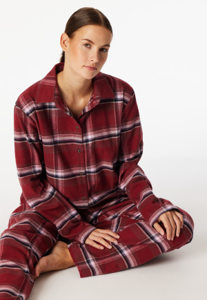 Pyjama lang Flanell burgund kariert - Selected Premium Warming