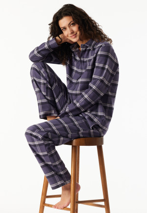 Pyjama long flanelle indigo à carreaux - selected! Premium Warming