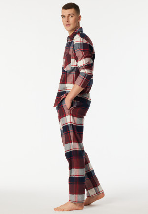Pyjama matière tissée flanelle bordeaux à carreaux - Selected Premium Warming