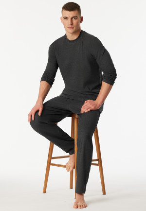 Pyjamas long interlock dark grey mottled - Selected Premium Warming