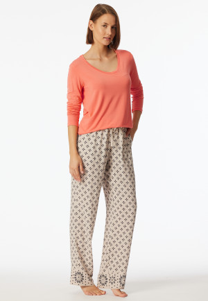 Pants long woven fabric flowers gray-jaspe - Mix+Relax