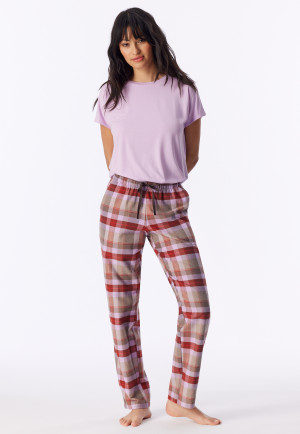 Langere broek van flanel met veelkleurig geruit patroon - Mix+ Relax