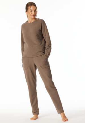 Hose lang Jersey-Quiltstoff und Sweatware nougat - Mix+Relax