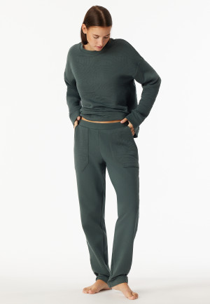 Lange jersey donkergroene broek en sweatstof - Mix+ Relax