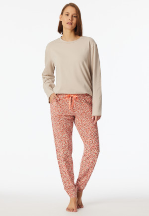 Pants long cuffs flowers peach - Mix+Relax